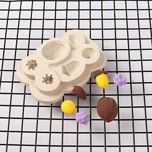 ZHENGCHENG Molde de Fondant de Silicona Nueces y Bayas Molde en Forma de Cono de Pino de Nuez Postre Cubo de Hielo de Chocolate Cupcake Cake Herramientas para Hornear