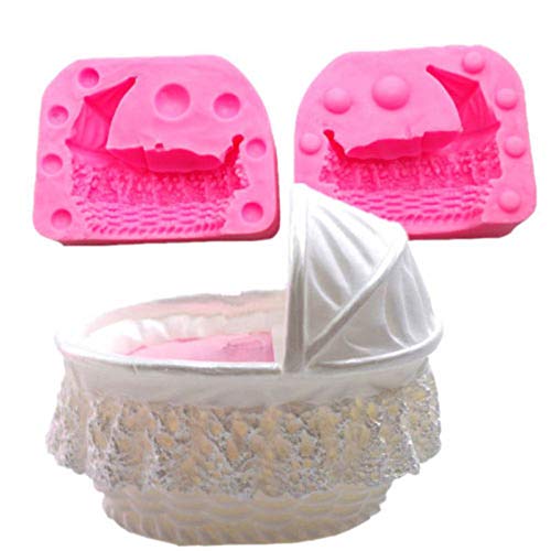 ZHENGCHENG Molde de Pastel 3D bebé niño Cuna Cuna Cuna Carro Coche Molde de Silicona Molde de Pastel Herramientas Fondant Molde de decoración Magdalena