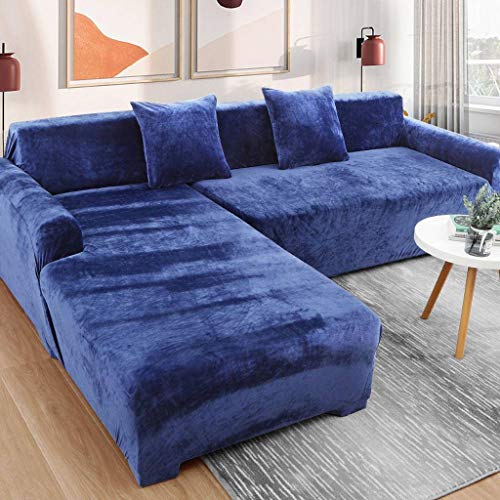 ZHI-HHA Color Sólido Muelles Ensacados Toalla De Sofá,Todo Incluido Antideslizante Lavable Funda Cubre Sofá Fundas De Sofa Adecuado para Niño Mascota-90-145CM-Azul Hielo