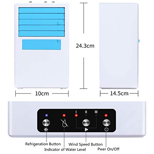 Zhina Mini Aire Acondicionado Portátil, Aire Acondicionado con Ventilador y humidificador y Purificador,Aire Enfriador Evaporativo de 3 velocidades,silencioso y Discreto