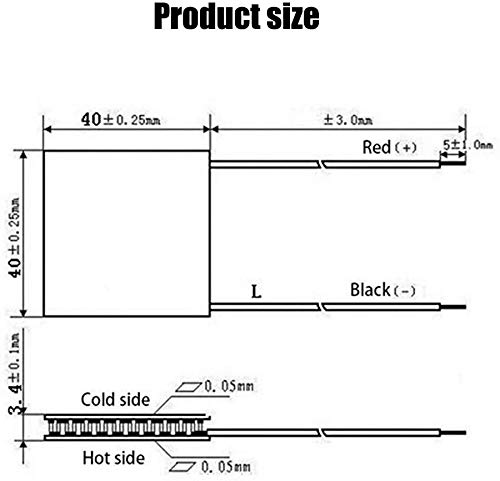 ZHITING 5 Pcs TEC1-12705 Semiconductor Disipador de Calor Termoeléctrico Enfriador Placa Peltier Módulo Elemente 40x40mm