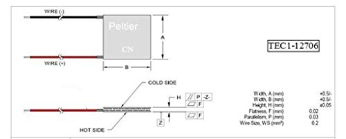 ZHITING 5 uds TEC1-12706 12V 6A 40MMX40MM disipador de Calor termoeléctrico módulo de Placa Peltier Enfriador