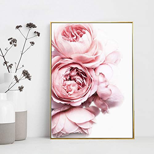 ZHOUBA - Cuadro de pared para sala de estar, diseño moderno de peonías, flores, amor, letras, lienzo, pintura para pared o sala de estar, póster decorativo, 1#, 30 * 40cm