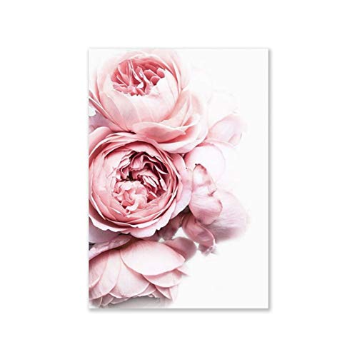 ZHOUBA - Cuadro de pared para sala de estar, diseño moderno de peonías, flores, amor, letras, lienzo, pintura para pared o sala de estar, póster decorativo, 1#, 30 * 40cm