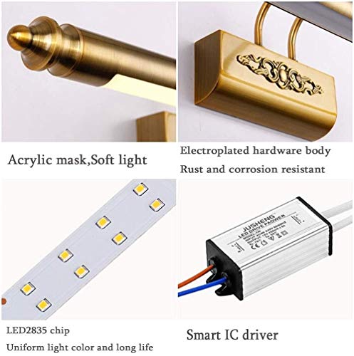 ZHUYU Led Luces de espejo de baño sobre el espejo pared Iluminación Aseo lámpara espejo del baño IP44 frente del espejo de luz encima del espejo luces del gabinete a prueba de agua [energética A +]