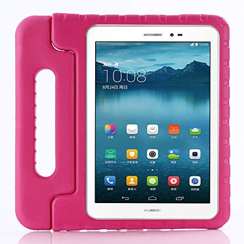 ZiHang Funda Infantil Huawei MediaPad T3 10, Carcasa Niño Antigolpes con Asa Convertible Tapa de Soporte, Funda Bebé Ligera para Huawei MediaPad T3 10 (Rosa roja)