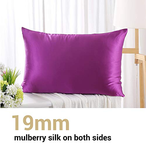 Zimmasilk - Funda de almohada 100% seda morera para cabello y piel, ambos lados 19 momme seda, 1 pieza (estándar 50 x 75 cm, violeta)