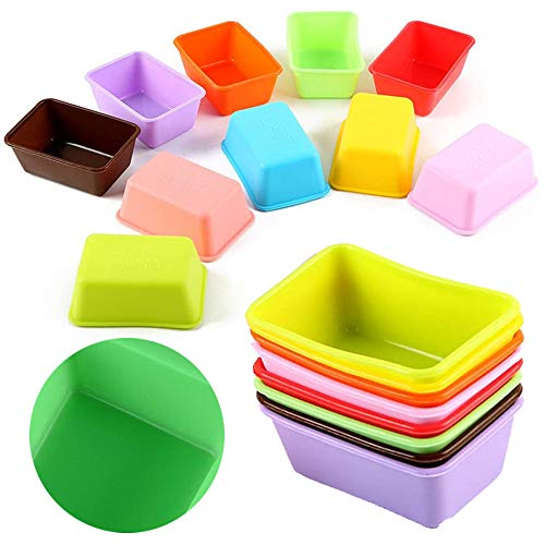 Ziyero 10 Piezas Mini Molde Jabón de Silicona Rectangular Prácticos Moldes Jabón Silicona Calidad Alimentaria para Hornear Pasteles Galletas Cubitos de Hielo Artesanías Caseras DIY(Color Aleatorio)