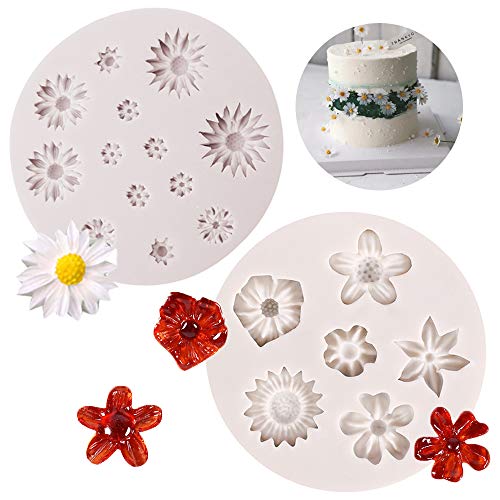 Ziyero Mini Gel Sílice DIY con Forma Fondant Reutilizables Molde Fondant Mini Flor Hecho Mano Silicona de Calidad Alimentaria, para Hacer Pasteles, Chocolate, Galletas, Cubitos Hielo Etc (Gris Claro)