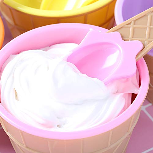 Ziyero Tazón Helado Color Caramelo Cuencos de Hielo con Cuchara para Helado Tazón Postre Pareja para Comida, Fruta, Helado, Familia, Camping, Fiesta de Navidad Etc—6 Piezas (Una para Cada Color)