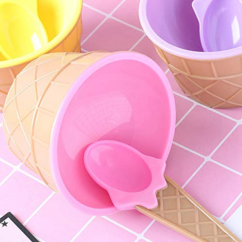 Ziyero Tazón Helado Color Caramelo Cuencos de Hielo con Cuchara para Helado Tazón Postre Pareja para Comida, Fruta, Helado, Familia, Camping, Fiesta de Navidad Etc—6 Piezas (Una para Cada Color)