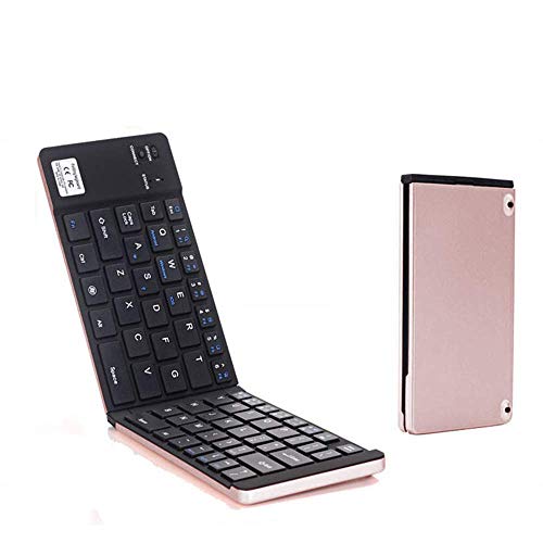 Zjcpow Doble Plegable Teclado Bluetooth inalámbrico, Mini Teclado inalámbrico for iPad iOS, Android Tableta, PC, etc. Oro Rosa xuwuhz (Color : Rose Gold)