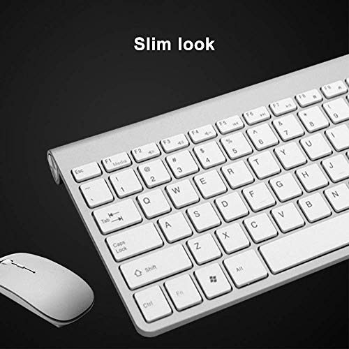 Zjcpow Teclado y ratón, Teclado Fino 2.4G con la combinación de ratón inalámbrico for portátil, PC y Smart TV Plata xuwuhz (Color : Silver)