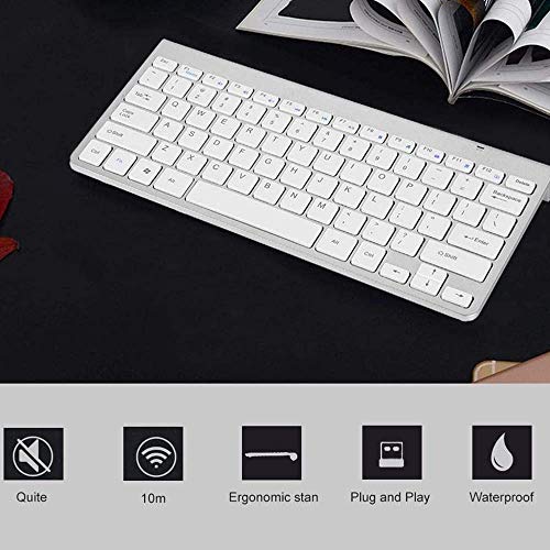 Zjcpow Teclado y ratón, Teclado Fino 2.4G con la combinación de ratón inalámbrico for portátil, PC y Smart TV Plata xuwuhz (Color : Silver)