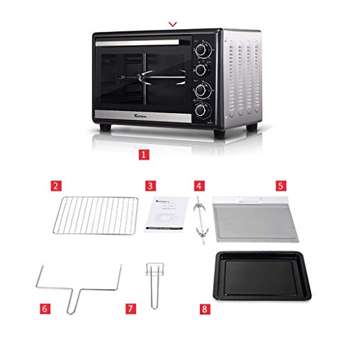 ZJDK Mini Horno eléctrico de 38L con Control de Temperatura Ajustable 250 Grados; C y Temporizador de 120 Minutos 1800W hogar Multifuncional Horquilla de Aire Caliente lámpara de Horno de Ferment