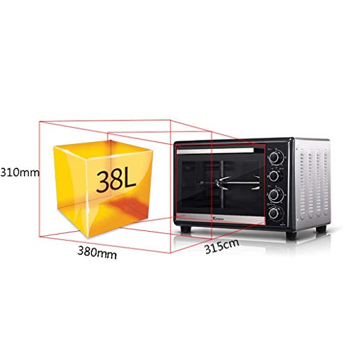 ZJDK Mini Horno eléctrico de 38L con Control de Temperatura Ajustable 250 Grados; C y Temporizador de 120 Minutos 1800W hogar Multifuncional Horquilla de Aire Caliente lámpara de Horno de Ferment