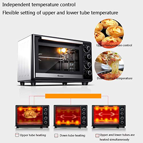 ZJDK Mini Horno eléctrico de 38L con Control de Temperatura Ajustable 250 Grados; C y Temporizador de 120 Minutos 1800W hogar Multifuncional Horquilla de Aire Caliente lámpara de Horno de Ferment