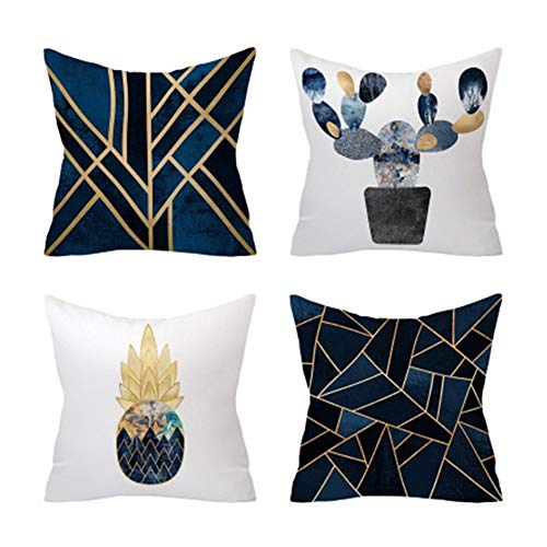 ZMK-720 Fundas Cojines 4pcs El Oro Azul de mármol geométrico Decorativo cojín del sofá Almohada Cubierta de poliéster Almohada Almohadilla de Tiro Decoración Cubierta de Almohadas