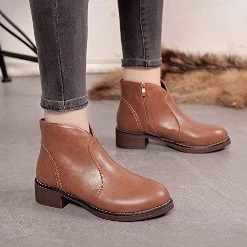 ZODOF Botas de Mujer Zapatos Borla Retro para Mujer Bota Navidad con Cordones y Punta Estrecha en Punta de Cuero