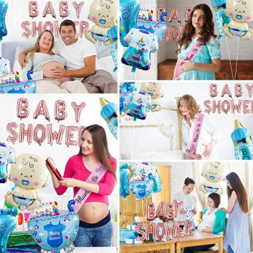 ZOEON Baby Shower Globos para Fiestas Infantiles, Globos de Papel de Aluminio It’s a Boy/Girl con Faja Mum to Be (NIÑO)