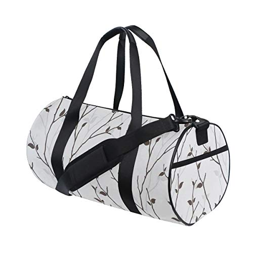 ZOMOY Bolsa de Deporte,Ramas en los árboles de otoño Tallo Ramita con últimas Hojas Arte de diseño Minimalista,Nuevo de Cubo de impresión Bolsas de Ejercicios Bolsa de Viaje Equipaje Bolsa de Lona