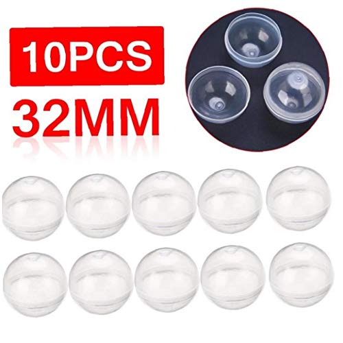 Zonfer Transparente De Plástico Vacía Ronda Partido Cápsulas Pelota De Juguete Máquina Expendedora Accesorios De Bricolaje 32 Mm De Diámetro 10pcs