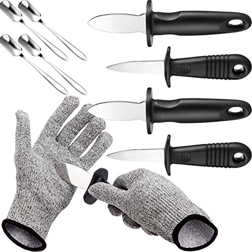 Zonon 4 Piezas Deshuesado de Ostras con Nivel 5 Guantes Resistentes a Cortes de Protección (L), Herramienta de Apertura Oyster Shucker para Almejas Mariscos y Mariscos