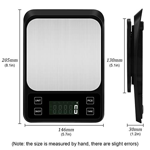 Zorara Balanza Cocina, 5kg/0.1g Báscula Digital para Cocina, Peso Cocina Digital, Peso Cocina, Vascula Cocina con Función de Tara, Báscula de Cocina Digital de Precisión con LCD Pantalla, Negro