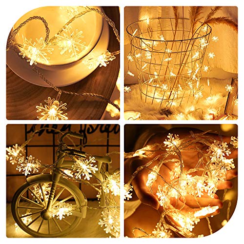 Zorara Cadena de Luces - Guirnalda Luces 6M 40 LED - Guirnalda Luces Pilas Nieve- Decoración Interior, Jardines, Casas, Boda, Fiesta de Navidad [Clase de eficiencia energética A+++] (Nieve)