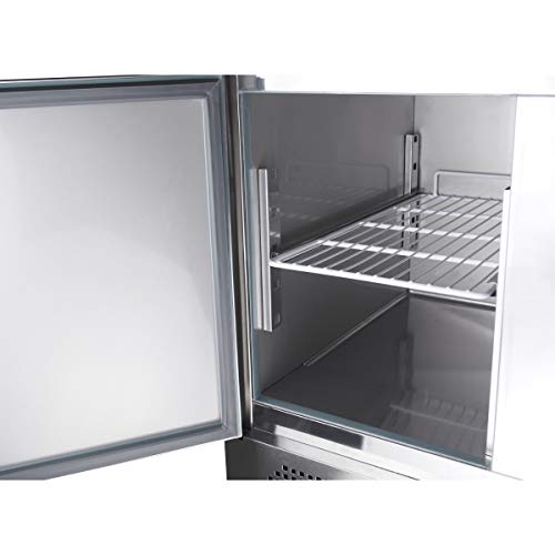 ZORRO ZPS 300 G - Mesa de cocina para pizza (3 puertas, con placa de granito, refrigeración para ensaladas)