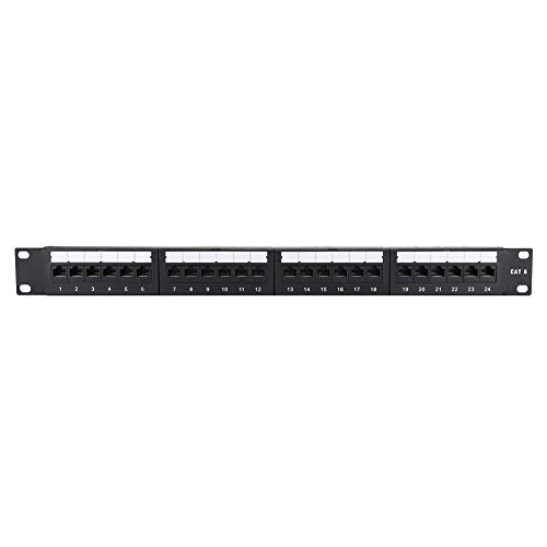 Zouminyy Rack de Cables CAT6, Panel de conexión de Datos montable, construcción de Sala de máquinas chapada en Oro de Hierro Laminado en frío para cableado de Corriente débil