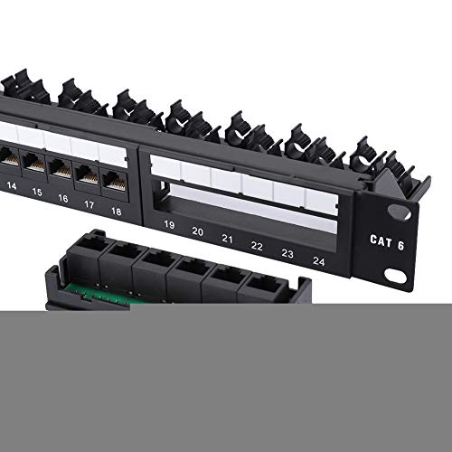 Zouminyy Rack de Cables CAT6, Panel de conexión de Datos montable, construcción de Sala de máquinas chapada en Oro de Hierro Laminado en frío para cableado de Corriente débil