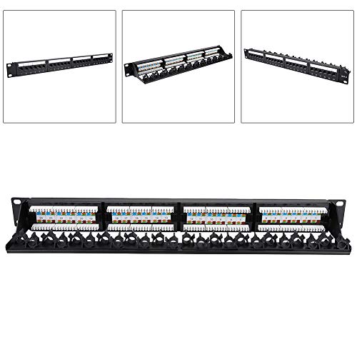 Zouminyy Rack de Cables CAT6, Panel de conexión de Datos montable, construcción de Sala de máquinas chapada en Oro de Hierro Laminado en frío para cableado de Corriente débil