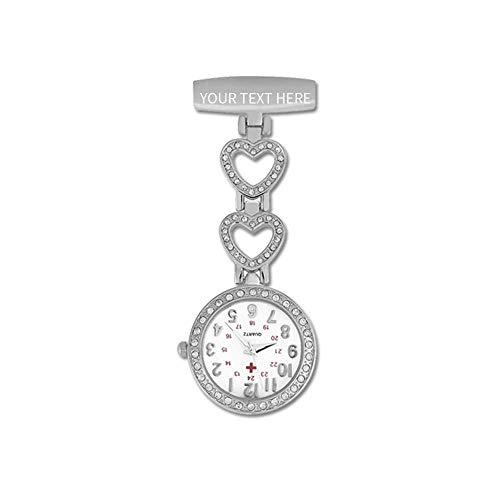 Zoyie Reloj Personalizado con Nombre de Enfermera para Mujer Reloj con Nombre Grabado Pin Colgante Relojes de Bolsillo con Clip con Diamantes de imitación Regalo significativo para Damas