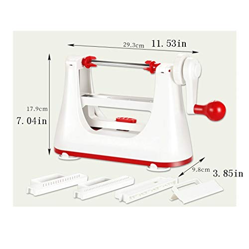 ZPEE Picadora de Verduras De Mano Rotary Cutter Vegetal máquina de Cortar, Robusta y Estable Vegetal Chopper for la Cocina Suministros-roja Mandolinas para Alimentos