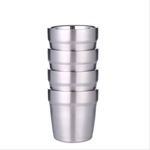 ZPF Copa  4pcs 175ml Taza de agua helada de acero inoxidable 304 de doble pared Taza de cerveza Bicapa Café Leche Té Té Taza de jugo de limón 300ml 175ml 4pcs