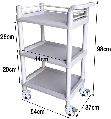 ZRABCD Carro Servicio Carro Herramienta Salón Banco de Trabajo Móvil,Banda Brazo Ruedas Abdominales Multifunción Carretilla,por Salón de Belleza Barbería Hotel Cocina/Blanco / 54×37×98cm