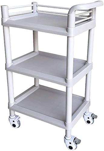 ZRABCD Carro Servicio Carro Herramienta Salón Banco de Trabajo Móvil,Banda Brazo Ruedas Abdominales Multifunción Carretilla,por Salón de Belleza Barbería Hotel Cocina/Blanco / 54×37×98cm