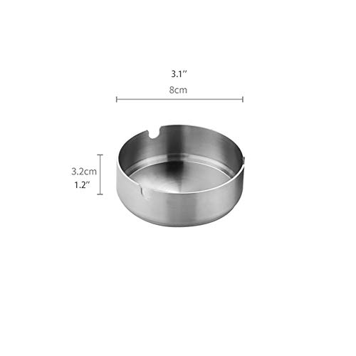 ZRJ Cigarrillos de Acero Inoxidable Cenicero Redondo Cenicero Cenicero de Cigarrillos for Interiores o Exteriores for la Seguridad del Hotel Restaurante (tamaño : S)