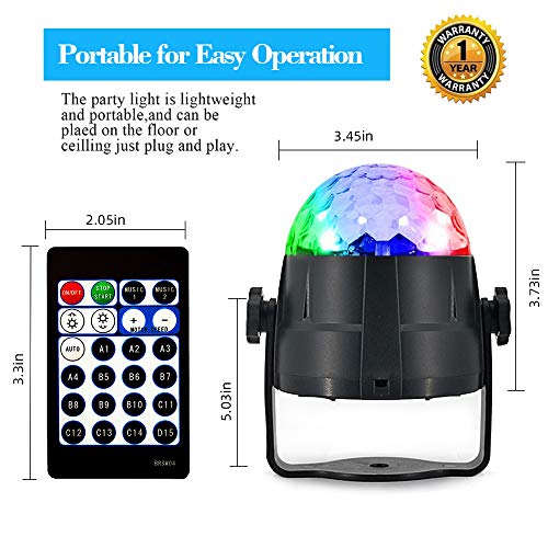 ZStarlite Bola de Luces Discoteca Giratoria para Fiestas con Cable USB, Control Remoto, Lámpara Activada por Sonido con 15 Colores de Iluminación, LED Giratoria Luz para Fiesta, Cumpleaños, Bar y Boda