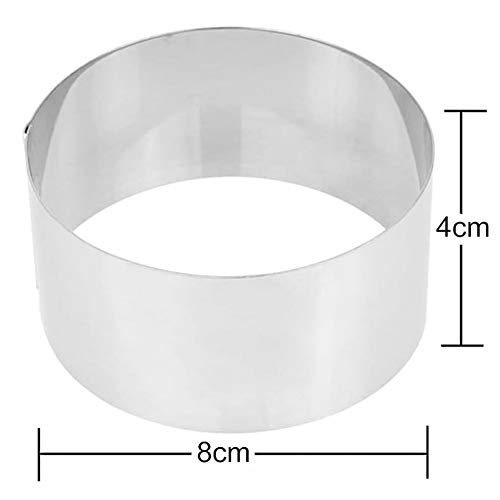 ZSWQ Aros Redondos, Juego de moldes para postres,Aros Emplatar,Molde de Pastel Acero Inoxidable Contiene 8 Anillas y 8 Alimentos pressen