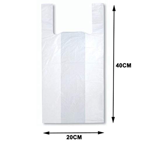 ZT Bolsa de plastico Asa Camiseta Blanco Verde Multiples Tamaños Envio Desde España (Blanco, 30X40CM(200Pcs))