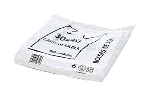 ZT Bolsa de plastico Asa Camiseta Blanco Verde Multiples Tamaños Envio Desde España (Blanco, 30X40CM(200Pcs))