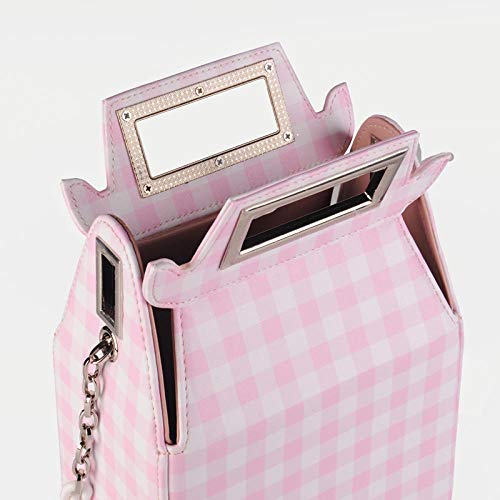 ZTDXCL Embrague Bolso para Mujeres Retro Caja de Mano Fiesta Boda Elegante Cóctel Banquete Bolso de Cena Novia Vestido Balón Bolso de Noche Bolso de Hombro Bolso de Caja-Rejilla Rosa