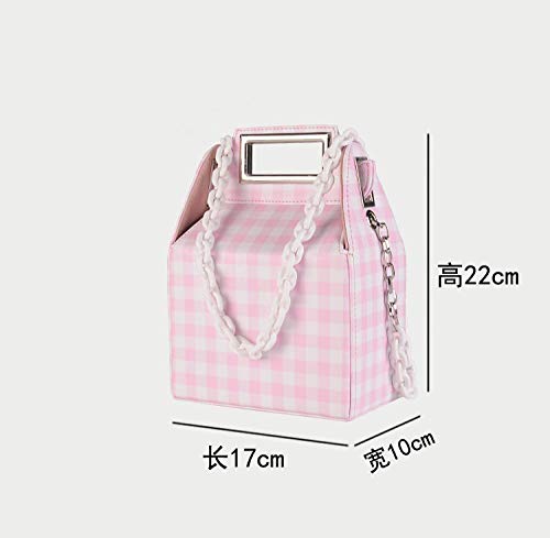 ZTDXCL Embrague Bolso para Mujeres Retro Caja de Mano Fiesta Boda Elegante Cóctel Banquete Bolso de Cena Novia Vestido Balón Bolso de Noche Bolso de Hombro Bolso de Caja-Rejilla Rosa