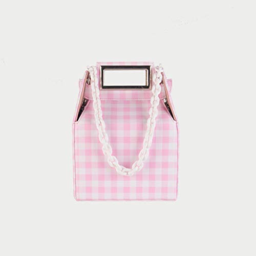 ZTDXCL Embrague Bolso para Mujeres Retro Caja de Mano Fiesta Boda Elegante Cóctel Banquete Bolso de Cena Novia Vestido Balón Bolso de Noche Bolso de Hombro Bolso de Caja-Rejilla Rosa