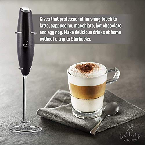 Zulay Kitchen Original Fabricante de Leche vaporizador de Mano de la Espuma por Lattes - batidor Bebida Mezclador para bulletproofâ® café, Mini Lanza Espuma para Capuchino, Frappe, Matcha, Chocolate