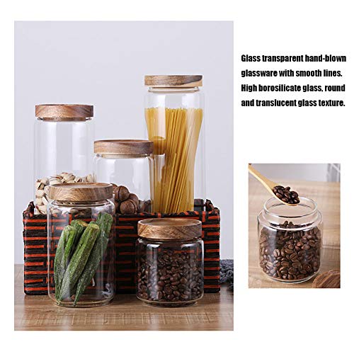 ZUOQUAN Tarros De Vidrio, con Tapa Hermética De Madera Acacia, para Almacenaje Y Conservar Alimentos, para Conservas Envases Cristal Alimentos (400Ml / 700Ml / 1000Ml / 1300Ml / 1600Ml, 5Pcs)