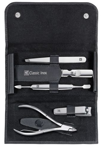 Zwilling Classic Inox - Estuche de manicura de 5 piezas, color negro