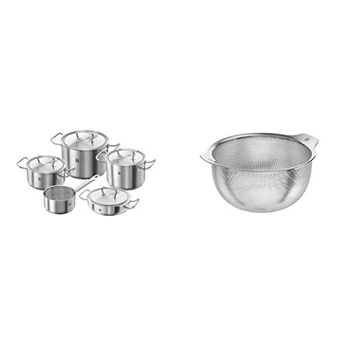 Zwilling Twin Classic - Batería de cocina, 5 piezas, Acero inoxidable, Apto para todo tipo de cocinas, incluída inducción + 39643 – 024 – 0 mesa colador acero inoxidable acero inoxidable mate, 24 cm)